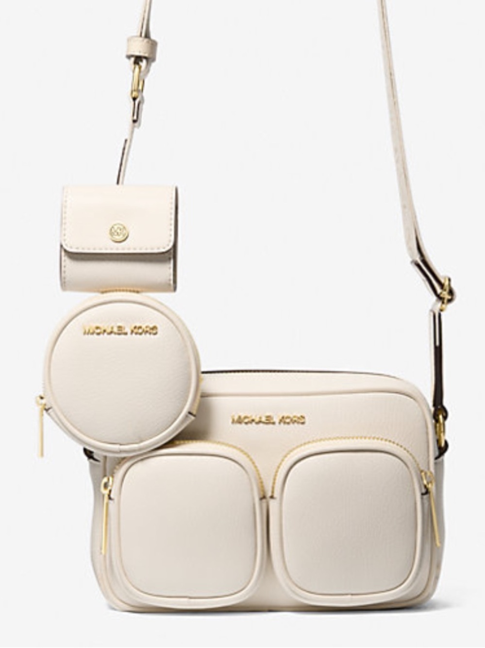 Michael Kors JST Md Pocket Leather Messenger XBody With Attachments Crossbody - Picture 2 of 5